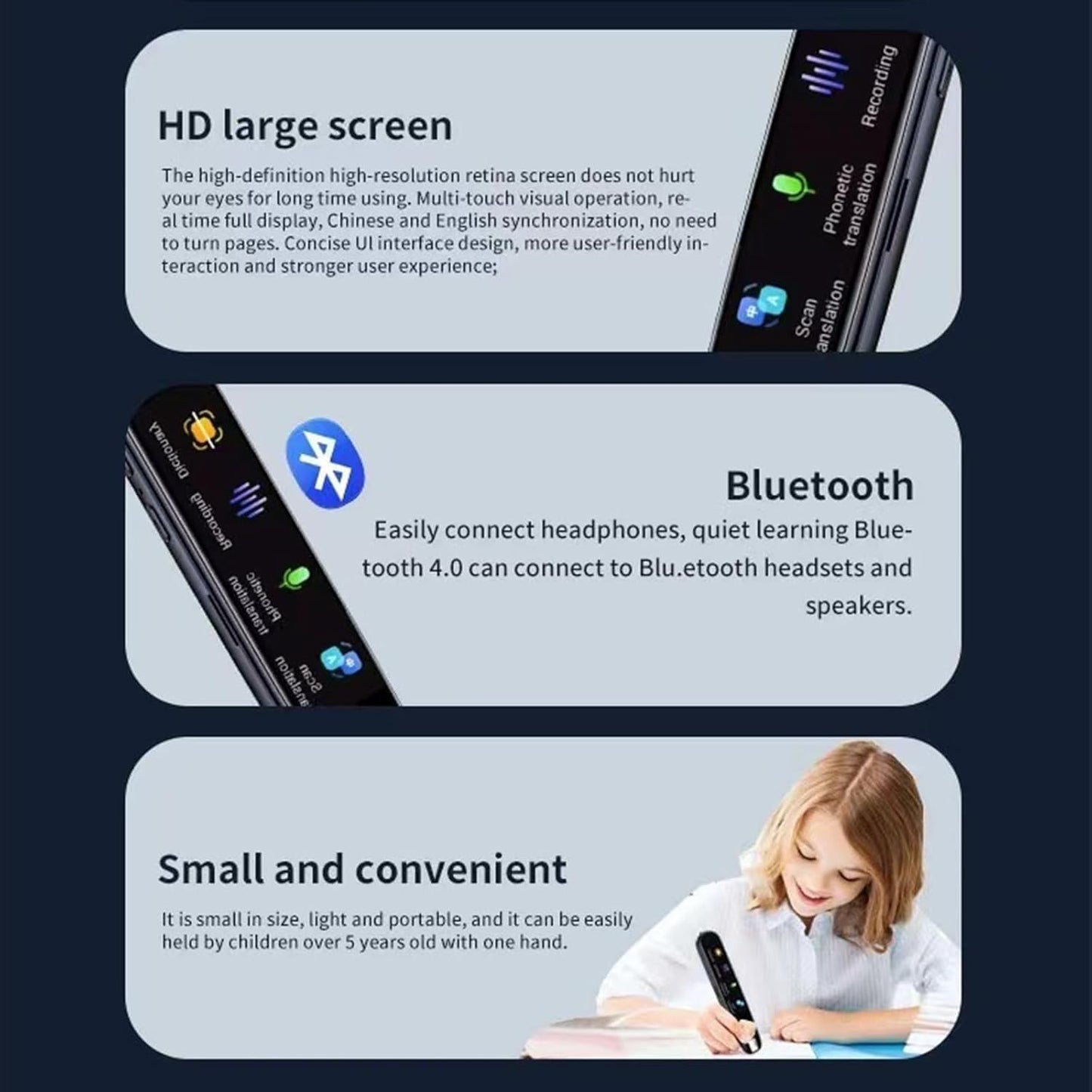 Scan Sense Pen, Scansense AI Smart Pen, Instant AI Answers for Math, History & More Offline Translation (60+ Languages), Camera, Bluetooth, Music & File Storage(Black)