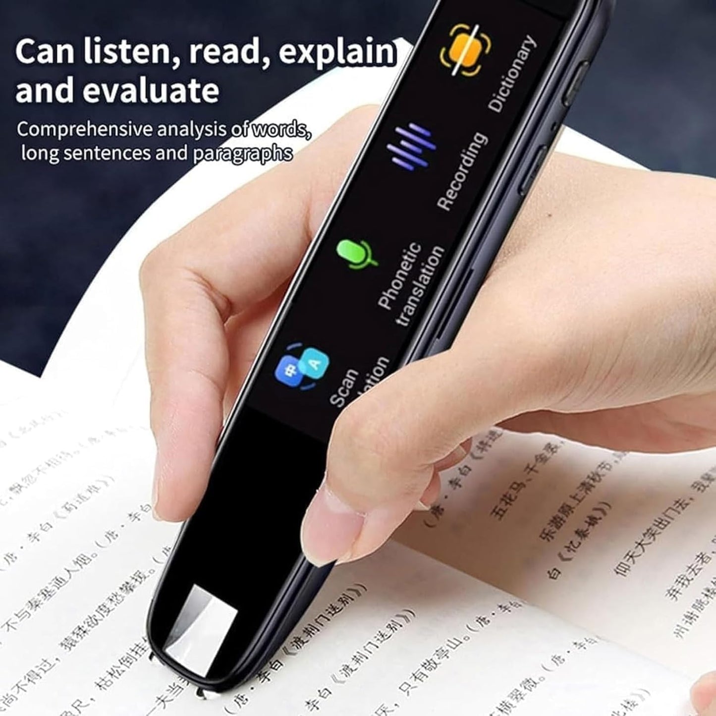 Scan Sense Pen, Scansense AI Smart Pen, Instant AI Answers for Math, History & More Offline Translation (60+ Languages), Camera, Bluetooth, Music & File Storage(Black)
